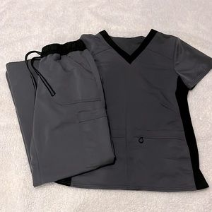 Grey and black scrub set